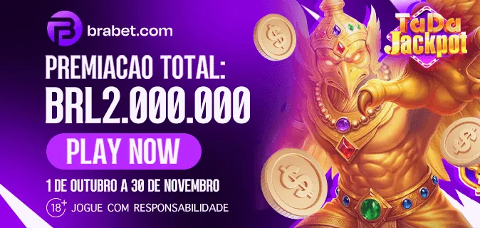 Banner da Brabet do jackpot TaDa com premiação total anunciada de R$ 2.000.000, de 1º de outubro a 30 de novembro