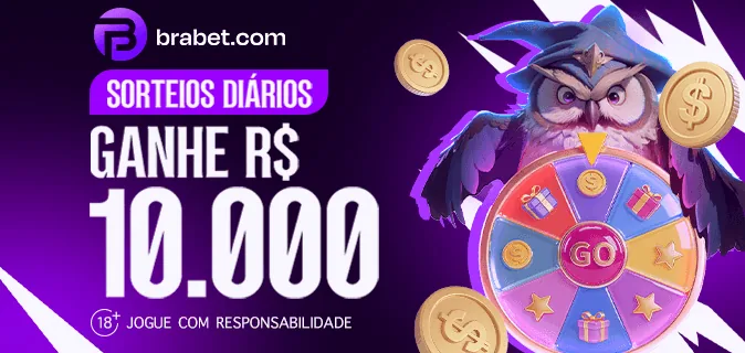 Banner da Brabet sobre sorteios diários com uma roda de prêmios